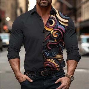 Men's Casual Shirts 2024 Fashion Polo Collar Button Long Sleeved Shirt Spring Creative Designer Design Comfortable Clothing