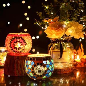 Titulares de vela Nordic Round Wedding Titular Christmas Glass Modern Small Tealight Bars Classic Bougeoir Candlestick