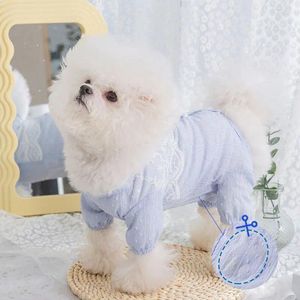 Dog Apparel Romantic Lace Than Bear Pajamas Summer Puppy Home Clothes Four-legged Bag Belly Air Conditioning XS-XL