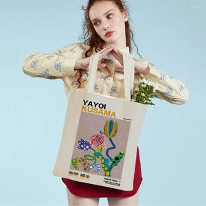 Sacos de compras japoneses yayoi kusama colorido bolinhas Digital Supermarket Shopper Bag Tote Bolsa Cartoon Lady Lady Reusable