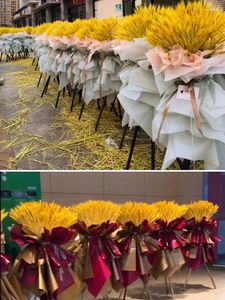 装飾的な花50 PCS天然小麦の耳の花はウェディングパーティーのために乾燥しており、人工ギフトゲストイースターデコ