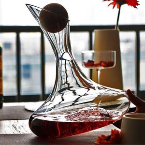 15001000 ml Kreatywny dekanter lodowiec z drewnianą kulą czerwonego wina wąsowane luksusowe szklane kryształowe szklanie ołowiu 240415