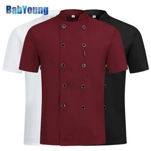 3 цвета Высококачественные двойные грудные шеф -повара ресторан El Kitchen Catering Jackets Coreming Cafe Workwear Одежда шеф -повара 240412