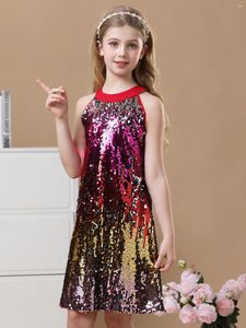 Party Dresses Teen Girls' Evening Gown Halter Neck Sequin Dress 8-16Y Kids Fancy Formal Prom Sparkly Pageant Birthday Graduation