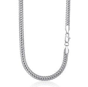 6mm Womens Mens Necklace Chain Hammered Close Rombo Link Curb Cuban White Gold Filled GF Fashion Jewelry Accessories DGN337 Chains2879794