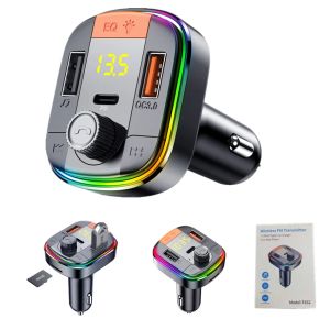Kolorowy lekki podwójny USB CAR MP3 PD QC 18W Szybka ładowarka Bluetooth FM nadajnik bezprzewodowy odbiornik audio z detalicznym zz