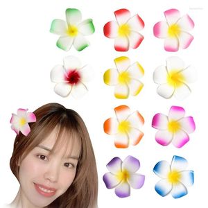 Dekorativa blommor 20st på 5/6/7/8/9cm Fake Plumeria Flower Hair Clip Artificial Foam Hawaii Wedding Birthday Summer Holiday Head