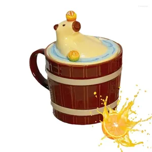 Tassen 450ml Capybara Tasse süße Tiergespräche Fun Design kreativer Keramik Kaffee Tasse leicht zu haltende Griffgeburtstagsgeschenk für Liebhaber