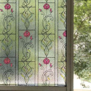 Window Stickers 60 200 cm Dekorativa film Kristaller Glas Borttagbart solskydd Finns Cover Rose Iron Art