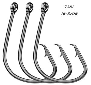 6 Sizes 150 7381 Sport Circle Hook High Carbon Steel Barbed Hooks Asian Carp Fishing Gear 200 Pieces Lot WH24520577