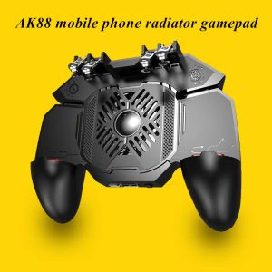 GamePads AK88 Six Finger Mobile Phone Gamepad Joystick para iPhone iOS Android Game Controller para PUBG AIM Tiro Botão de gatilho