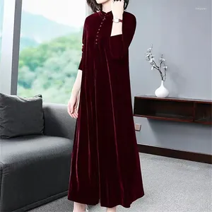 Abiti casual Donne Donne di grandi dimensioni Pleuche Autunno inverno Western Style Over Knee Long Fairlady Vestido de Mujer Femme Robe