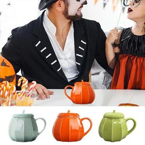 マグカップカボチャコーヒーマグミルクカップ240mlハロウィーンかわいい蓋付きのセラミックギフト可能な秋の贈り物