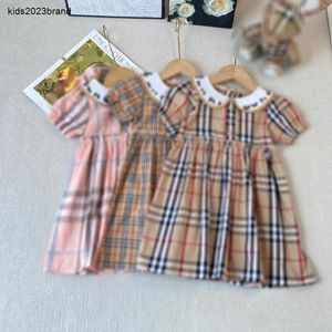 New girls partydress Short sleeved baby skirt Size 90-140 CM kids designer clothes Contrasting lapel Princess dress 24April