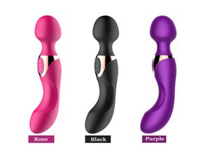 Helkroppsmassager Silikonstavmassage 10 Hastigheter USB Big kraftfulla magiska massering Stickvibratorer för bakbenen Sport 8393072