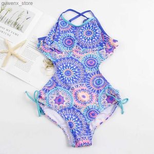 One-Pieces 2024 Print Bandage Girls Kids Kinder Badebekleidung Kinder Kinder Teen Schülern ein Stück Badeanzug süßer Babybadanzug Monokini Y240412