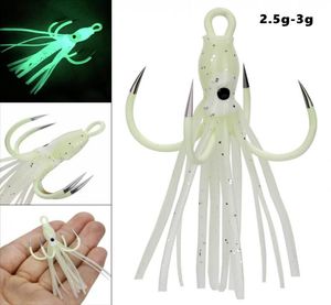 25g 3g Squid Hook Soft Baits Lures Barbless Four Hooks Luminous Silicone Fishing Gear WSB321751745