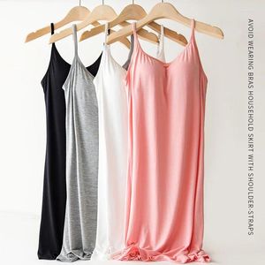 Women's Sleepwear Sexy Sling Nightdress Women Short Loose Dress Female Modal Cotton Bra Padded Nightgowns Summer