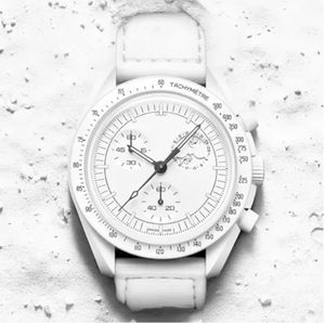 Nowa planeta bioceramiczna Księżycowe zegarki męskie Pełna funkcja Chronograf Chronograph Watch Mission to Mercury 42mm Luksury Watch Limited EditionWatches