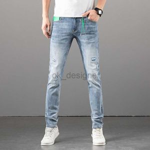 Men's Jeans designer Men's Jeans designer High end Spring/Summer New Jeans Men's Slim Fit Small Feet Broken Trendy Brand Elastic Casual Straight Leg Pants