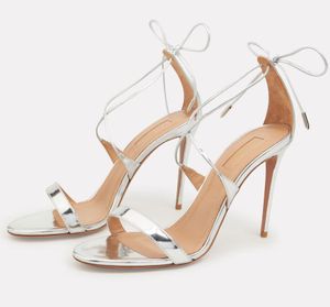 مصمم فاخر Aquazzura Tlinda Strappy Stiletto Sandals High High Cheels Slip-On Peep Ons Dress Fress Women Women Luxury Designer Bress