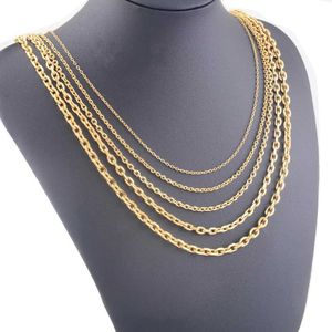 Strands Width 1.6mm 2.4mm 3mm 4mm 5mm Stainless Steel Rolo Chain in Gold Color High Quality Charm Pendant Link Necklace Wholesale 230613