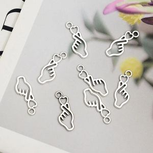 Charms 20pcs/Lots 8x22mm Antique Metal Hand Heart Love You Cute Korean Craft Pendant For DIY Jewelry Making Supplies Accessories