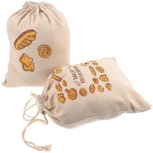 Tallrikar 2 st linne brödpåse fruktbehållare inslagna väskor franska dragsko linoskoast påsar hemlagade limpa förvaringshållare gåva