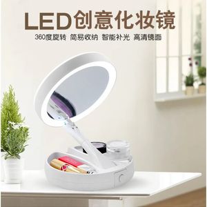 2024 Foldable USB Charging or Battery Led Mirror Makeup White Vanity Cosmetic Mirror with Light 10X Magnifying Table Mirrors - for makeup