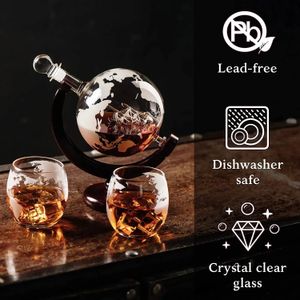 Nancihui Globe Decantter Kristal Cam Şarap Şişesi Seti Viski Gözlükleri Bar Dispenser Mutfak Aksesuarları İçki Sware 240415