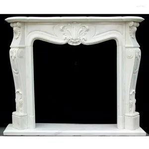 Decorative Figurines Custom Made Carved Natural Stone Fireplace Mantel Surround European Style Royal Marble Furniture Chimneypiece