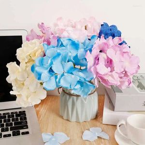 Decorative Flowers 17 Heads White Hydrangea Silk Artificial For Home Wedding Decor Party Shop Baby Shower Flower Table Decoration