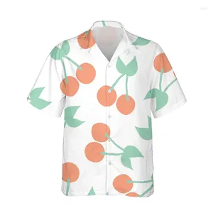 Men's Casual Shirts Cherry 3d Print Men Fashion Hawaiian Shirt Short Sleeve Beach Boys Single-Breasted Blouse Clothing