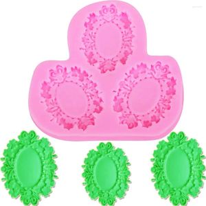 Baking Moulds Sophronia F1139 Fondant Cake Vintage Mirror Frame Silicone Mold Cooking Tools Cupcake Stencil Christmas Decorating