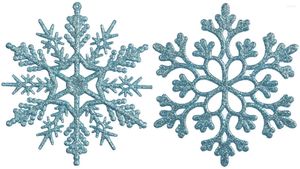 Flores decorativas Equipe marítima plástico de Natal Glitter Snowflake Decorações de árvores Conjunto de 4 polegadas de 36 Babyblue