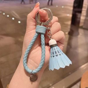 Keychains Lanyards Creative Badminton Keychain Söt mini Shuttlecock Keyring PVC Sport Pendant For Men Car Key Holder Bag Charm Club Souvenir Gifts