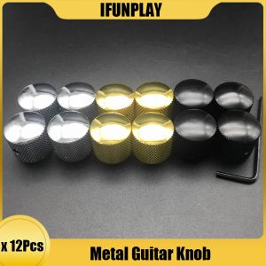 Guitar 12pcs Metal Electric Guitar Volume Tone Knob Electric Bass Timbre Knob Potentiometer Cap with Holes Electric Guitar Accessories