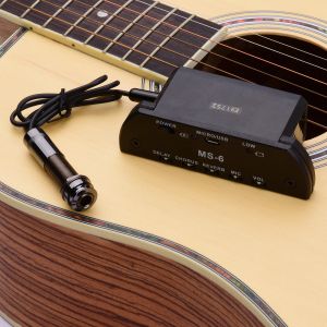 Gitarrakustisk gitarr pickup resonans pickups Förförstärkningssystem med laddningsbart batteri för akustisk gitarrjustering för mikrofon