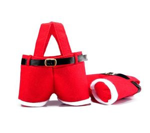 God julklapp behandla godisvinflaskväska Santa Claus Suspender Pants Byxor Decekor Presentväskor Juldekorationer4296857