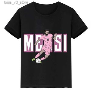 Clothing Sets Summer Round Neck Children T-shirt Casual Tops Fashionable Football Stars Print Black Short Sleeve Suitable Boys Girls aged 3-12 T240415
