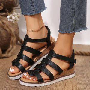 Dress Shoes Elegant Women's Summer Anti Slip Sandals Roman Toe Back Zipper Folk Retro Casual Sandalias De Mujer Verano