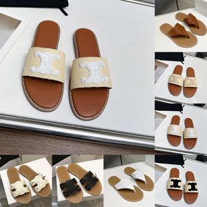 Tasarımcı Terlik Triomfes Sandals için Sandalet Moda Luxe Claquette Sandale 2024 Kadın Oda Açık Slaytlar Yaz Plaj Ayakkabıları Ceeline Katırları