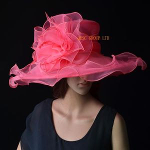 Chapéu de organza grande de melancia rosa para casamento e Kentucky Derbyascot Racesmelbourne Cup7602139