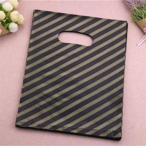 Gift Wrap Design Wholesale 100pcs/lot 20 25cm Luxury Vintage Stripe Packaging Bags Plastic Gold Flash Present
