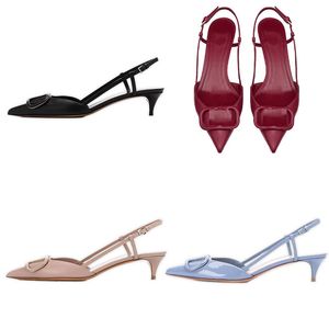 حزام مصمم من كعب قابلة للتعديل مع حزب Box Slingback Party Synglish Women Shoes Office Luxury الكلاسيكية