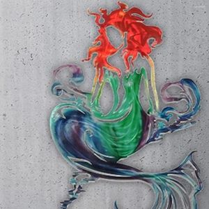 Dekorativa figurer Metall smidesjärn sjöjungfruar hantverk väggkonst för hemträdgårdstrand dekoration tillbehör