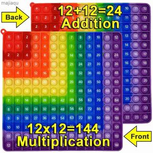 Decompressione giocattolo anteriore 12x12 posteriore 12+12 aggiunta di moltiplicazione di entrambi i lati pop giocattoli arcobaleno arcobaleno colorato push bubble math educational toysl2404