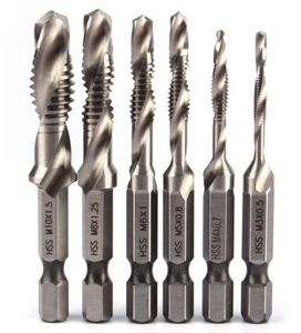 Säljer 6PSC HSS High Speed ​​Steel Drill Bits Set 14quot Hex Shank Metric Screw Thread Tap Taper Borr Bit M3 M4 M5 M62901681