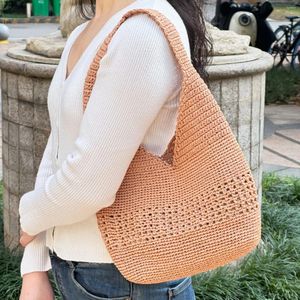 Hobo In The Summer Of 2024 Ercimi Exclusively Released A Lafite Woven Women's Shoulder Bag Handbag Casual Style Vacation