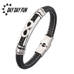 Hip Hop Mens Bracelet Infinite 8 Words Unlimited Personality Leather Bracelet Simple Knitting Fashion Jewelry